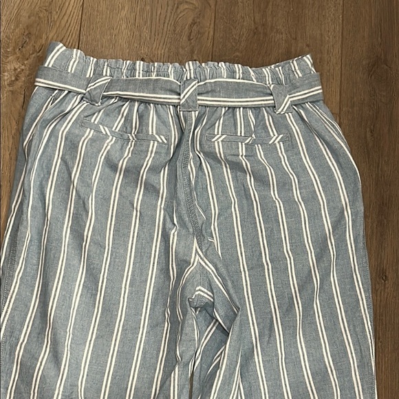 Chico's Women’s Waist Tie Blue White Striped Nautical Capris Size 1.5/10P - Picture 6 of 7